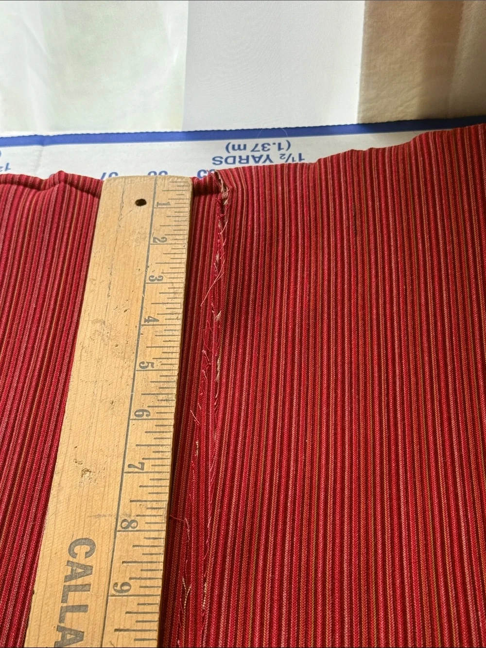 Vintage 1970s Ribbed Knit Fabric Rust/Red Stripe 3.5 Yards x 58” Heavy Stretch